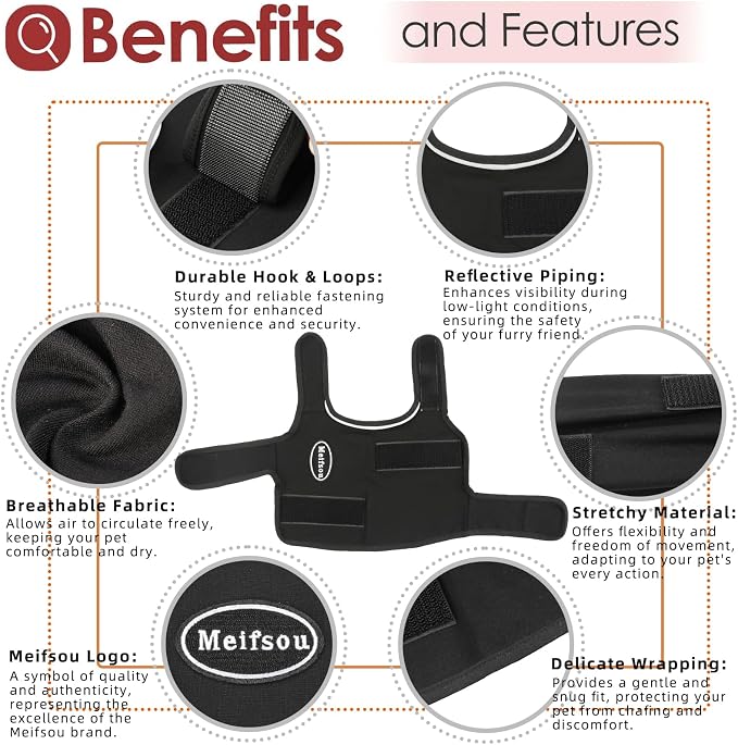 Meifsou Dog Anxiety Vest, Skin-Friendly Thunder Jacket for Dogs, Dog Calming Shirt for Thunder, Fireworks, Vet Visits and Separation - Keep Pet Calm Without Medicine, Fit for Small Medium Large Dogs