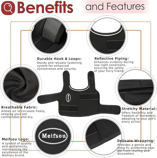 Meifsou Dog Anxiety Vest, Skin-Friendly Thunder Jacket for Dogs, Dog Calming Shirt for Thunder, Fireworks, Vet Visits and Separation - Keep Pet Calm Without Medicine, Fit for Small Medium Large Dogs