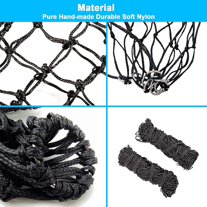 4 Pcs Hay Bags for Horses: 42 inch Long Slow Feed Hay Net for Horses - 2 * 2 inch Holes Mess with Nylon Rope Hanging (Black)