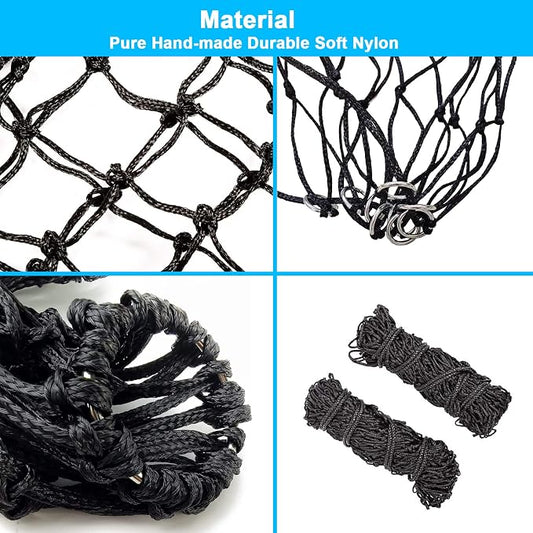 4 Pcs Hay Bags for Horses: 42 inch Long Slow Feed Hay Net for Horses - 2 * 2 inch Holes Mess with Nylon Rope Hanging (Black)