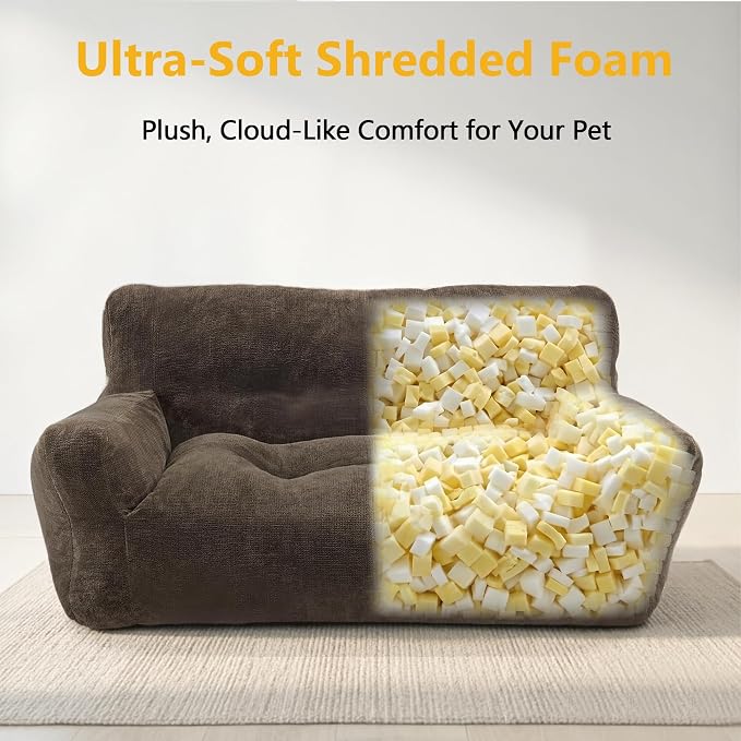 Lovupet Dog Couch for Small Medium Breed, Dog Sofa Bed Full Filled Sponge, No Assembly Need, PS581 (Mocha)