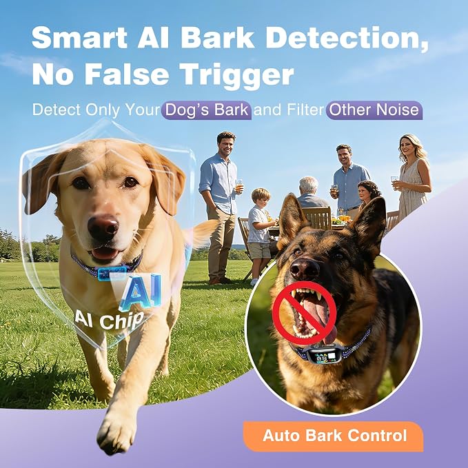 2-in-1 Dog Shock & Bark Collar Combo - New Updated Smart Auto Bark Collar & 3300Ft Remote Training Collar with 3 Training Modes for 7-120lbs Small Medium Large Dogs, Flashlight, Security Lock