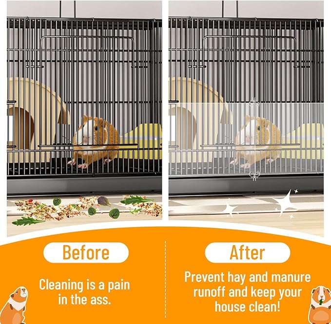 PETKNOWS 12 Pack Pet Cage Liner Protection Rabbit Cage Urine Guard Clear Cage Edge Liner Guinea Pig Side Lining Habitat Siding Cage Accessories, 11.8 inches x 9.8 inches Bedding Litter