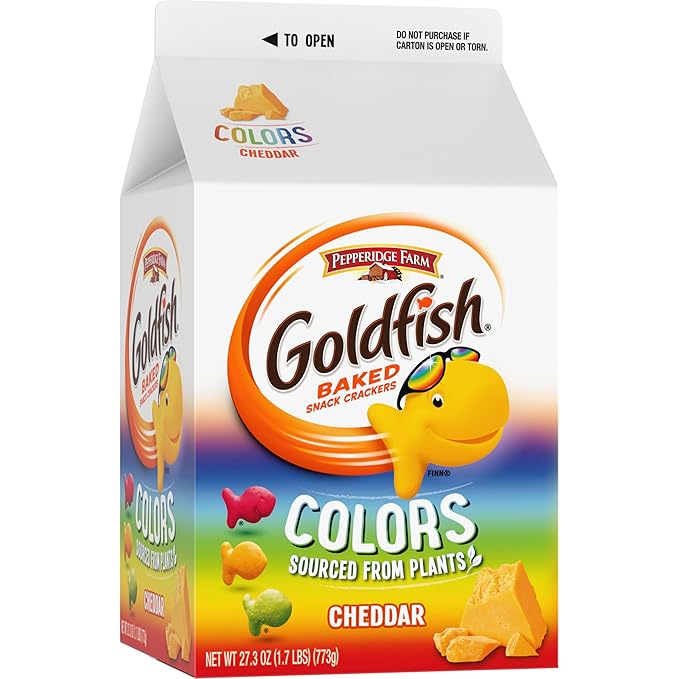 Goldfish Colors Cheddar Cheese Crackers, 27.3 Oz Carton (Pack of 2)
