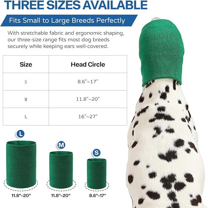 Dog Calming Hoodie and Ear Muffs – Soft Double-Layer Ear and Neck Cover for Anxiety Relief & Noise Protection, Elastic Pet Head Wrap for Grooming, Bath, Drying & Fireworks