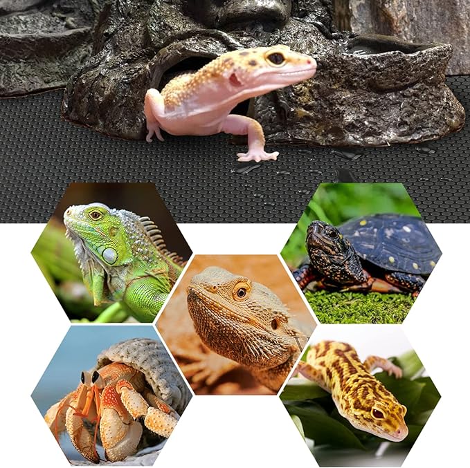 Vodolo Bearded Dragon Tank Accessories, Reptile Terrarium Carpet Substrate for Leopard Gecko, Lizard, Iguana, Snake, Tortoise, Non-Adhesive Reptile Habitat Bedding(Black 79inch)
