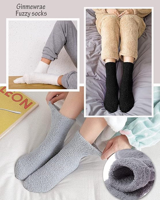 Ginmewrae Women Fuzzy Socks Cozy Soft Fluffy Cute Animal Slipper Socks Sleeping Warm Socks Christmas Gift for Girls
