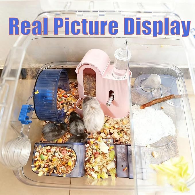 Rabbit Food Water Dispenser, Guinea Pig Water Bottle & Automatic Bunny Feeder, Cage Accessories,3 Color Feeder Dispenser for Hamster, Chinchilla, Ferret Small Animals (White)