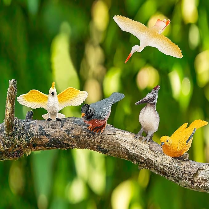 Birds Figurines, 23pcs Realistic Eagle Parrot Robin Owl Toy Bird, Fairy Garden Accessories, Learning Educational Toys for Dollhouse Birthday Cake Topper Gift for Kids Toddler