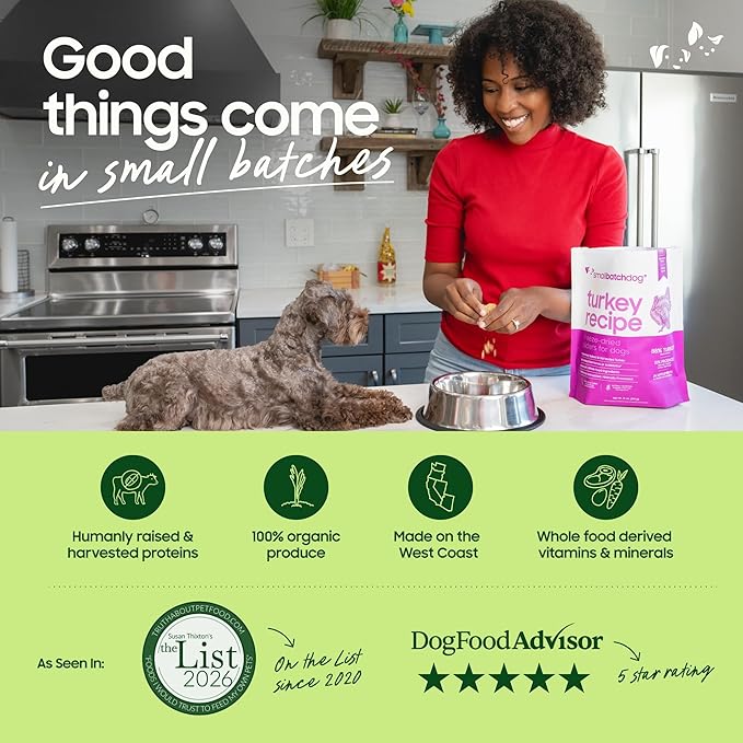 smallbatch Pets Freeze Dried Raw Dog Food, Chicken Recipe, 25 oz, Organic High Protein Dog Food, Grain Free, Made in the USA, Humanely Raised Meat, Single Protein, for Picky Eaters, Hydrate & Serve