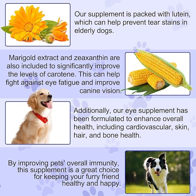 Dog Eye Health Care Supplements, 180 Count, Vision Support with Omega 3 and DHA