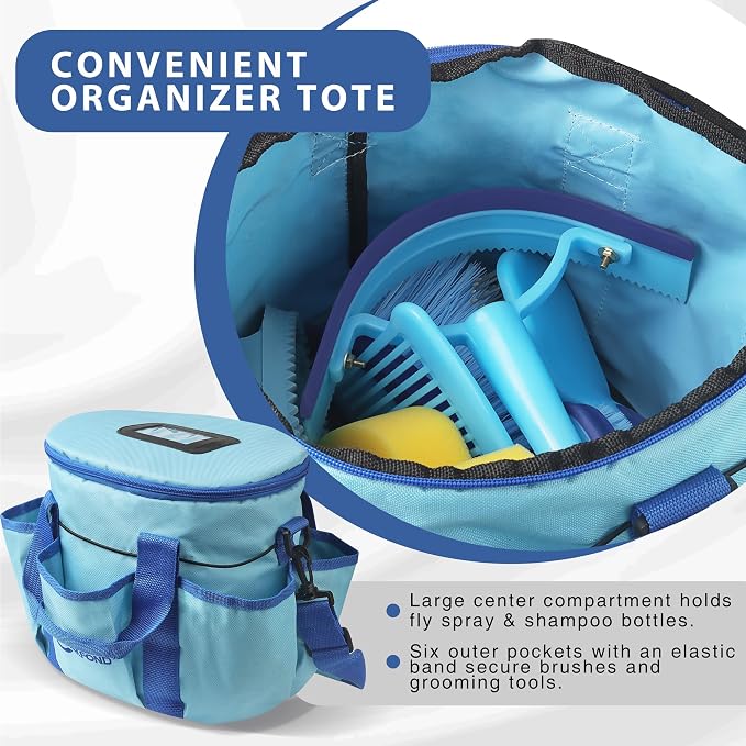 Horse Grooming Kit 9pcs Horse Brushes Equine Grooming Brushes Tack Room Supplies Set with Organizer Tote