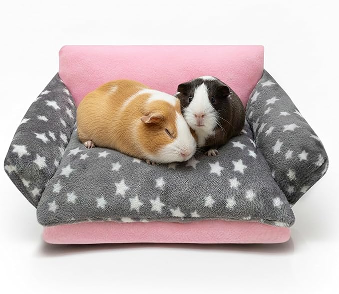 Guinea Pig Sofa Bed, Soft Cute Star Small Animal Sleeping Bed Also for Rabbit, Bunny, Chinchilla, Hedgehog,Hamster, Washable Fleece Guinea Pig Cage Bedding