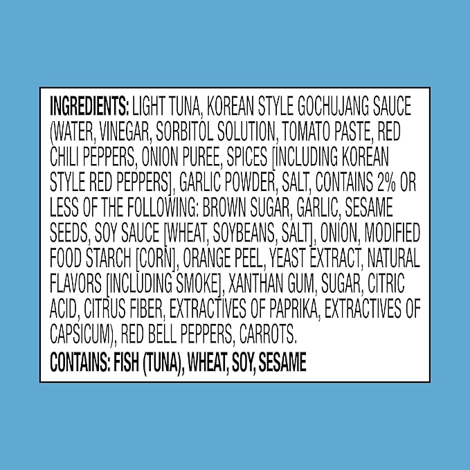 StarKist Tuna Creations BOLD Spicy Korean Style with Gochujang, 2.6 oz Pouch (1 Pack) Ready to Eat Wild Caught Tuna, 13g Protein, 80 Calories Per Serving, Perfect for Salads, Meals and Snacks