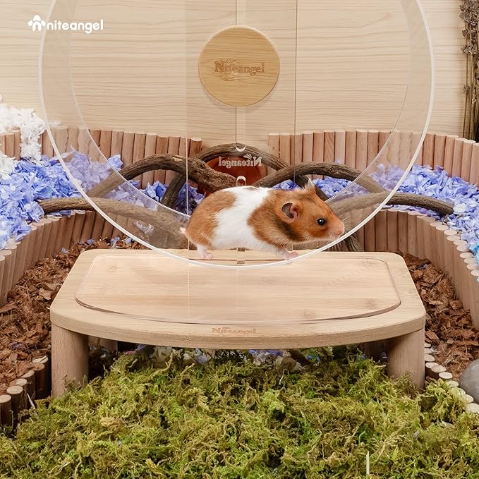 Niteangel Anti-Slide Hamster Wheel Platform - Fits for Niteangel Super-Silent Hamster | Acrylic | Wooden | Cloud Series Wheel (Medium)