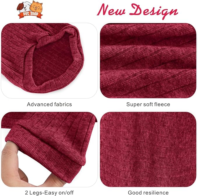 Idepet Sphynx Hairless Cats Sweater Shirt Kitten Soft Puppy Clothes Pullover Cute Cat Pajamas Jumpsuit Cotton Apparel Pet Winter Turtleneck for Cats and Teacup Chihuahua Small Dogs(Red,S)