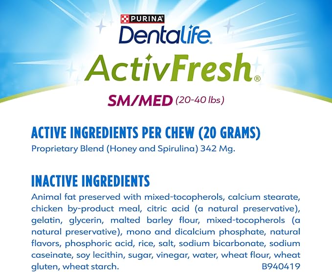 Dentalife ActivFresh Dog Chews for Small and Medium Dogs 20-40 lbs., Dental to Freshen Breath, Chicken Flavor, 15.5 oz., 21-21 ct. Pouch (Pack of 2)