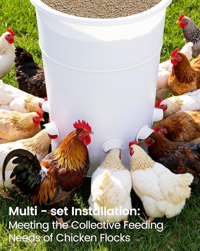 [8 Pack] Aopchry Automatic Chicken Feeder (White), Chicken Feeders No Waste Feed, Egg Shaped Thickened Design, Rain-Proof, Suitable for Various Poultry, with Mounting Hole Opener