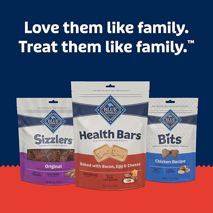 Blue Buffalo Health Bars Crunchy Dog Biscuits, Oven-Baked with Natural Ingredients, Bacon, Egg & Cheese, 16-oz Bag