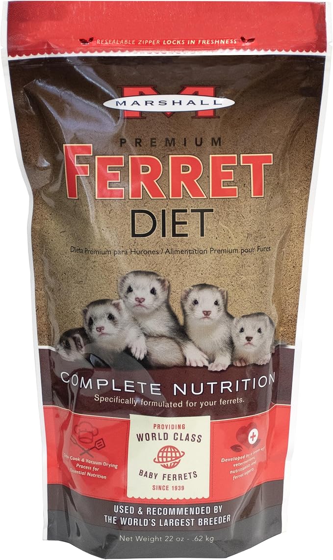 Marshall Premium Ferret Diet Dry Food – 22 oz – Supports Digestion, Energy & Muscle Maintenance – Balanced Small Animal Food with Vitamins & Essential Minerals