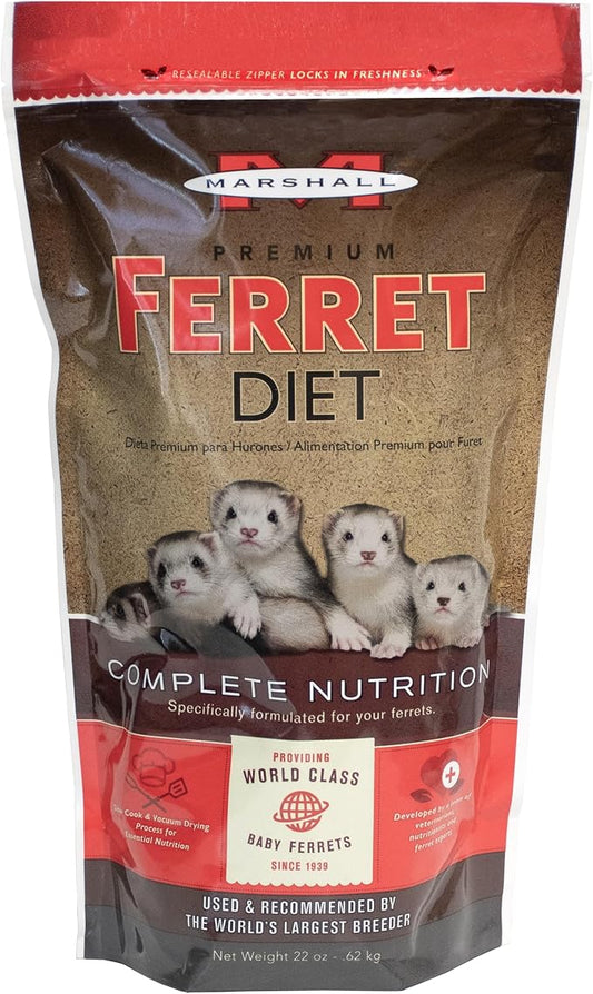 Marshall Premium Ferret Diet Dry Food – 22 oz – Supports Digestion, Energy & Muscle Maintenance – Balanced Small Animal Food with Vitamins & Essential Minerals