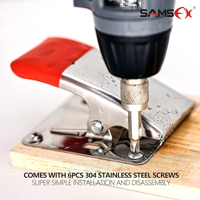 SAMSFX Fish Cleaning Board Tools Fillet Clamp w/Screws Deep-Jaw Fish Tail Clip Board for Scaling Table Bait (Fish Clamps with Red Grip)