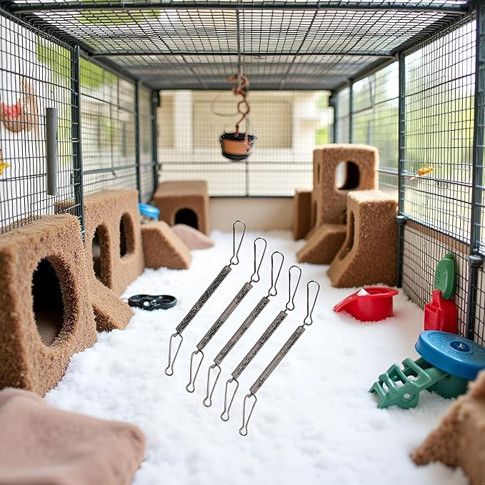 5Pcs Spring with 2 Clips Used Singly or in Combination to Hold Rabbit Water Dispenser Drinking Bottle for Small Animals Feeding and Watering Supplies Rabbit Water Dispenser and Hamster Water Bottle