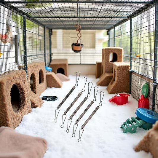 5Pcs Spring with 2 Clips Used Singly or in Combination to Hold Rabbit Water Dispenser Drinking Bottle for Small Animals Feeding and Watering Supplies Rabbit Water Dispenser and Hamster Water Bottle