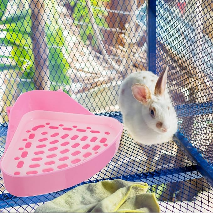 Triangle Pet Toilet for Small Animals - Rabbit Litter Box Corner Potty Trainer for Guinea Pigs Hamsters Chinchillas Ferrets Leak-Resistant .8X7.5X3.9 Inch