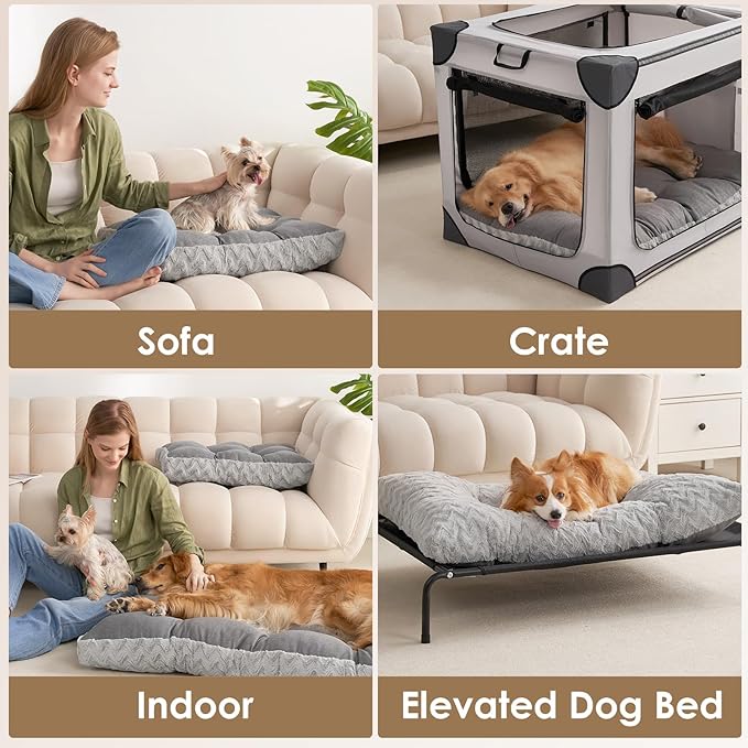 EHEYCIGA Washable Small Dog Bed for Crate 23x18 Inch, Reversible Kennel Pad for Puppy Weight Up to 25 lbs, Plush and Comfy Pet Sleeping Mat, Grey