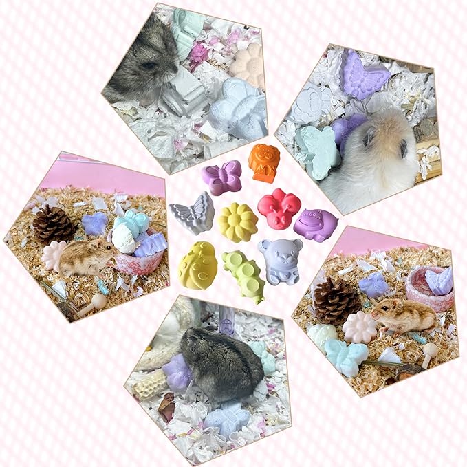 Hamiledyi 10 Pieces Hamster Teeth Grinding Lava Block Calcium Stone Chew Toys for Chinchillas Rabbits Gerbil Guinea Pig Syrian Hamster Squirrel Ferret
