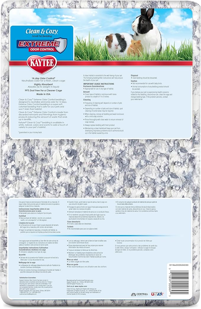 Kaytee Clean & Cozy Extreme Odor Control Bedding, Made for Small Animals, 40 Liters (Pack of 4)