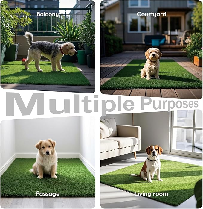 HQ4US 4LEGS Artificial Grass, Dog Pee Grass Pads for Dogs Potty, 2PCS Odor Free Fake Grass for Dogs Large 32’’×22’’ with Countless Drainage Holes, Dog Potty Grass Hemmed Edge Realistic