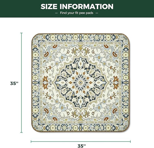 FXW Washable Pee Pads for Dogs, Puppy Pads with Super Absorbent, Specifically Designed for Potty Training, 35" Square, Boho Beige, 2 Packs