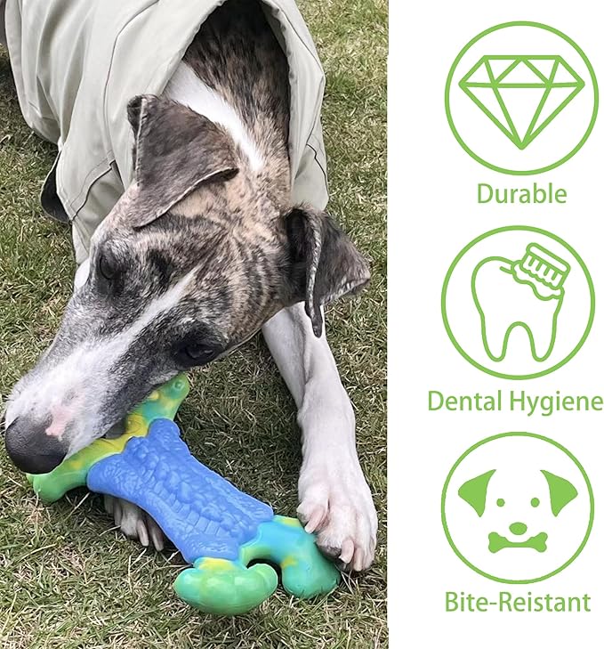 Tough Dog Toys for Aggressive Chewers, Dog Chew Bone,Indestructible Chew Toys for Medium Large Breed, Nylon Durable Chew Toy for Teeth Cleaning,Training,Bacon Flavor