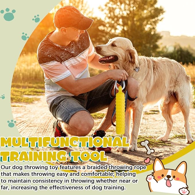 Blueweenly 4 Pcs Dog Bumper Toy for Water Retrieving Plastic Puppy Training Dummy Dog Float Toy Lightweight for Float on The Water Pool Outdoor Training Hunting Fetching (Yellow)