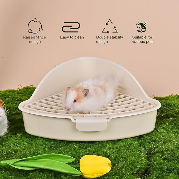 RUBYHOME Triangle Potty Trainer Corner Litter Bedding Box Pet Pan for Baby Rabbit, Chinchillas, Small Guinea Pigs, Ferret, Galesaur