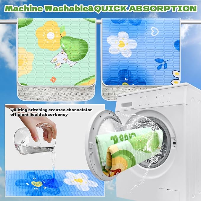 4 Pcs Reusable Washable Bedding, Waterproof Pee Pads for Hamsters, Rabbits, Squirrels - 18"