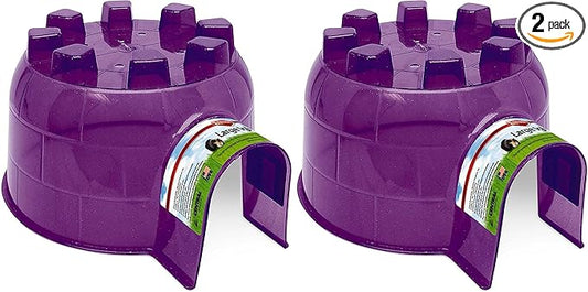 Kaytee Igloo Habitat Hideout for Pet Guinea Pigs, Ferrets, Dwarf Rabbits, Chinchillas, and Other Small Animals, Assorted Colors, Large (Pack of 2)
