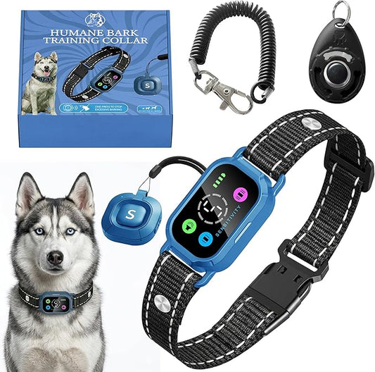 Beep & 2X VIBRATION Smart Dog Bark Collar| 2-in-1 Auto Anti-Bark & Training E-Collar with Remote| 20lbs+| Resizes for Small Medium & Large Dogs| 4 Humane Modes| Rechargeable| 5 Sensitivities