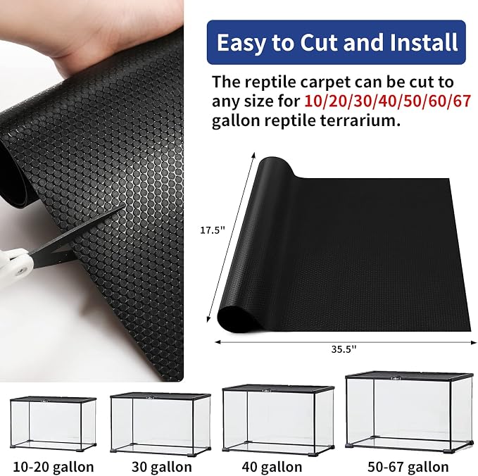 Reptile Mat 40 Gallon 1Pack 18x36, Bearded Dragon Tank Accessories, Terrarium Liner Bedding, Non-Adhesive Reptile Substrate Mat for Leopard Gecko, Snake, Lizard, Tortoise, Iguana Tank