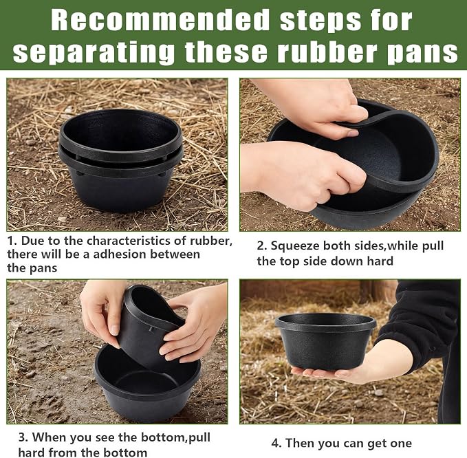 Sadnyy 2 Pcs Rubber Feed Pan Utility Horse Feed Bucket Rubber Bowl Chicken Dust Bath Container Horse Feeder for Goats Livestock Animal Feeding Cats Dogs Pigs (1.06 Quart/ 0.26 Gallon)