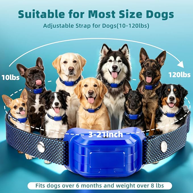 Citronella Bark Collar for Dogs, [No Spray Refill] Spray Dog Training Collar, Humane Citronella Dog Barking Collars, Safer Anti Barking Control Spray Collar for L/M/S Dogs Blue