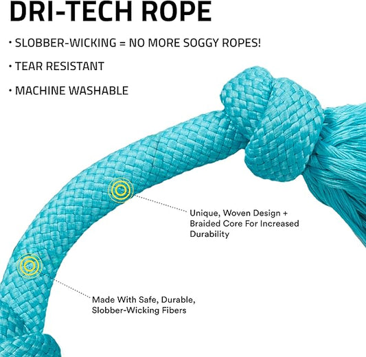 Playology Dog Toys | Dri-Tech Rope Tug of War Dog Toy for Tough Chewers | Peanut Butter Scented Medium Tug Rope Toys for Dogs