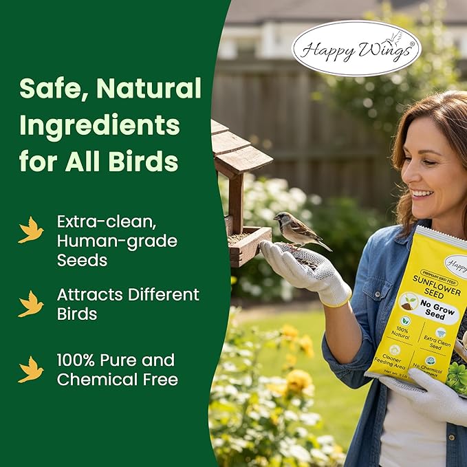 Happy Wings Nyjer Seed & Sunflower Seeds Wild Bird Food Combo - 5 Pound Pack I No Grow Seed I Bird Food for Wild Birds