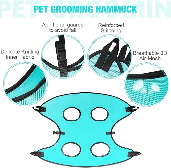 ATESON Dog Grooming Hammock - Upgrade Pet Grooming Harness for Nail Trimming (M 40lb), Dog Sling for Nail Clipping, Dog Hanging Holder Hanger for Cutting Nail with Nail Clippers