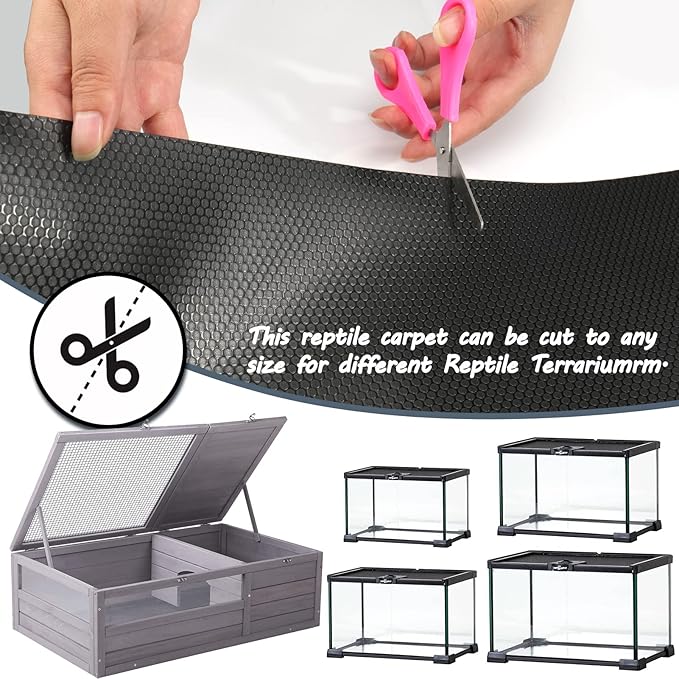 Vodolo Bearded Dragon Tank Accessories, Reptile Terrarium Carpet Substrate for Leopard Gecko, Lizard, Iguana, Snake, Tortoise, Non-Adhesive Reptile Habitat Bedding(Black 79inch)