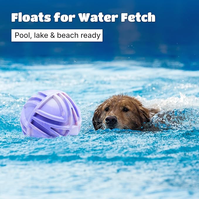 Dog Balls Bouncy Floating Fetch Toy, Interactive Rubber Ball, Durable TPR Foam for Outdoor & Water Play, 7 Inch (18cm) Size, Non-toxic & Gentle On Teeth for Large Dog Breed (Pink & Purple Ombre)