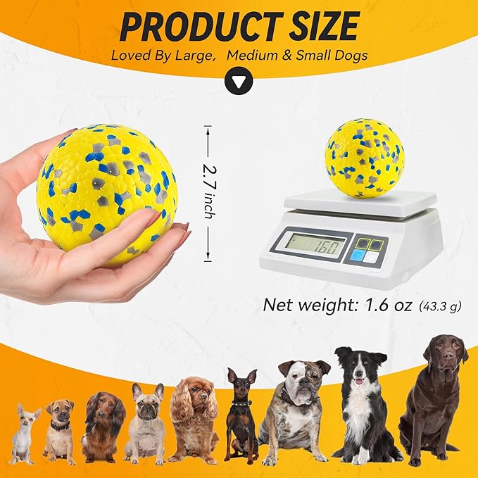 FUSOTO 4Pcs Dog Balls, Tennis Balls for Dog Aggressive Chewers, for Large Medium Small Puppy, Training Catch&Fetch, Water Floats Toys, Yellow