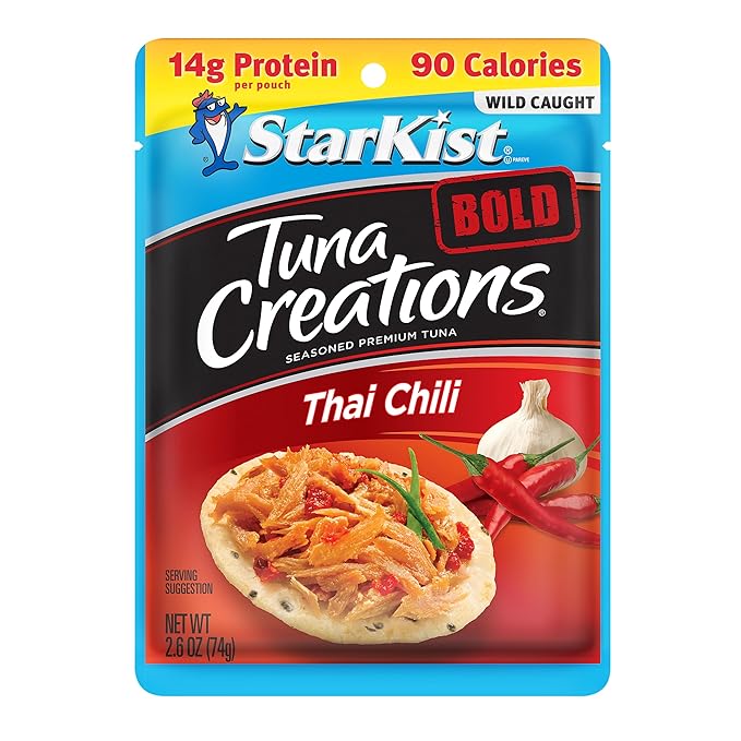 StarKist Tuna Creations BOLD Thai Chili Style Pouch (2.6 oz - 1 Pack) Wild Caught, High Protein Shelf Stable Seafood, Gluten Free, Soy Free, No Draining, Ready to Eat for Salads and Sandwiches